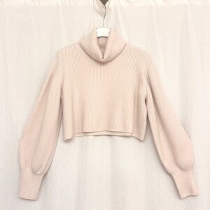 Wilfred Off-white Bell Sleeve Cowl Neck Sweater, size M merino wool